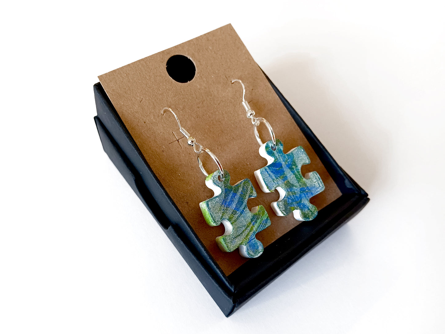 Earrings - hand cast stone and hand printed