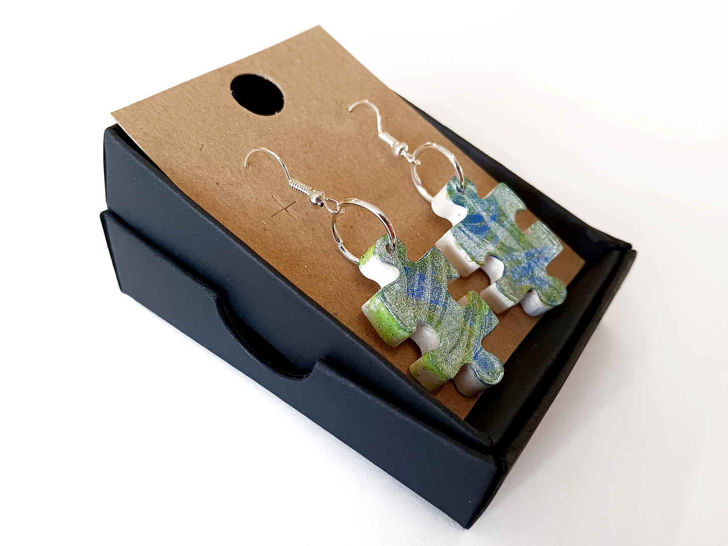 Earrings - hand cast stone and hand printed