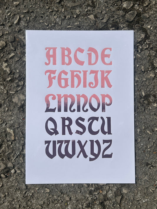 Letterpress Alphabet Print - Antique Style Font